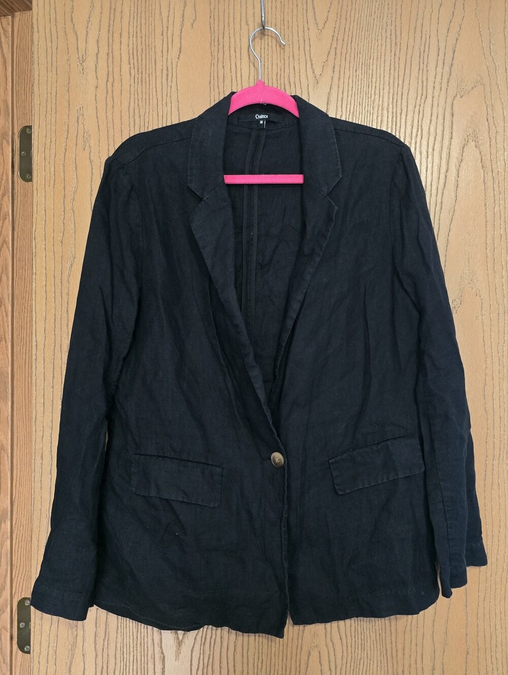 Quince 100% Linen Black Single-Button Women's Blazer